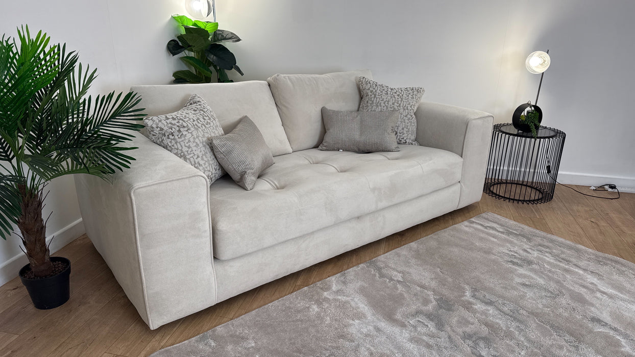 Sofology Ascot Fabric 4 Seater Bench Seat in Soft Sherpa Natural Mix