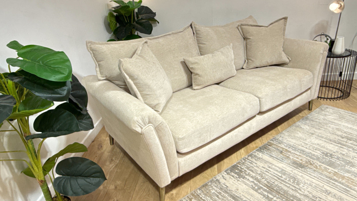 Sofology Beaumont 3 Seater Foam Seats in Linen Look Chenille Natural