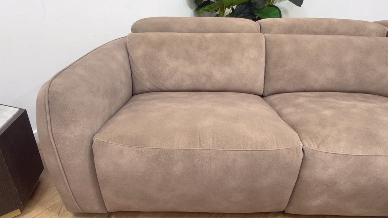 Sofology Serene Fabric 3 Seater Chaise Power Recliner Mottled Latte