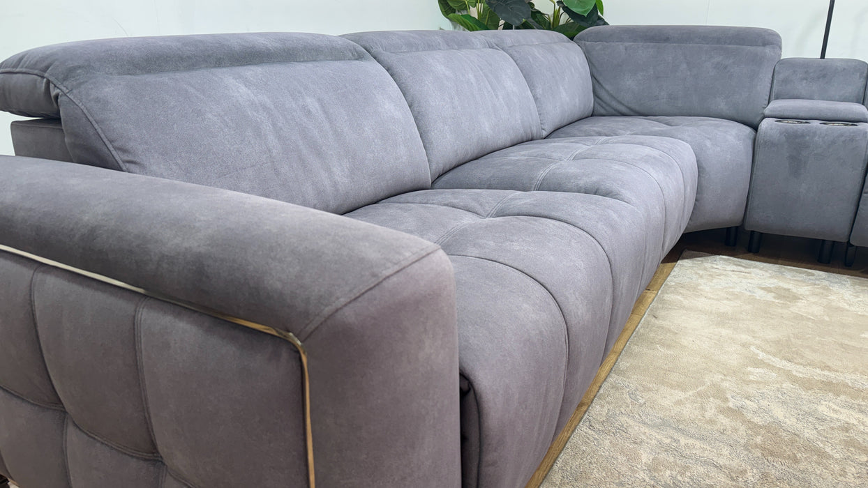 Sofology Marvella Fabric 3 Corner Console 1.5 Power Recliner/Headrest in Lifestyle Flecked Charcoal