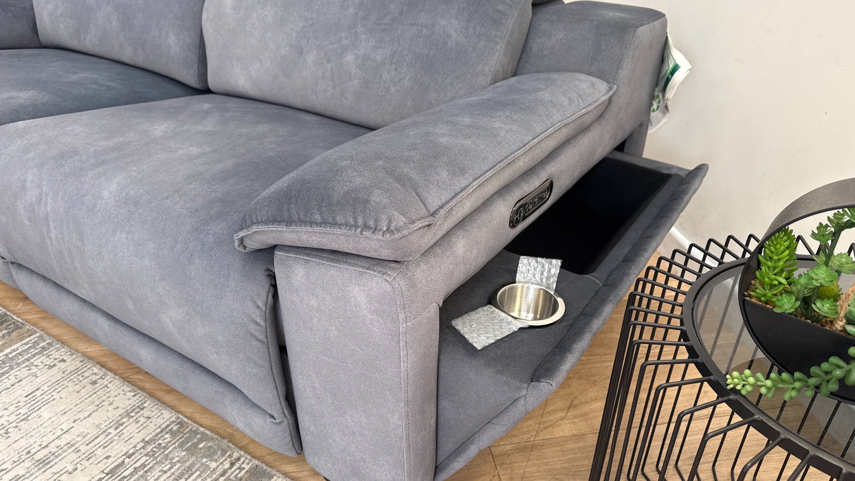 Sofology Benz Fabric 3 Seater Power Recliner/Headrest in Lifestyle Flecked Charcoal