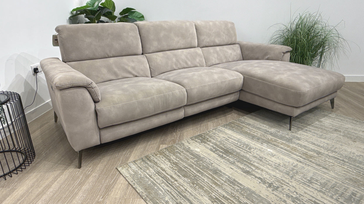 Sofology Illinois Fabric 3 Seater Chaise Power Recliner/Headrest Heated Seats in Lifestyle Mottled Marble