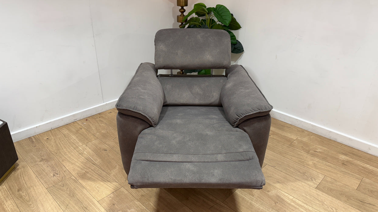 Sofology Hugo Fabric Chair Power Recliner/Headrest in Lifestyle Flecked Mocha