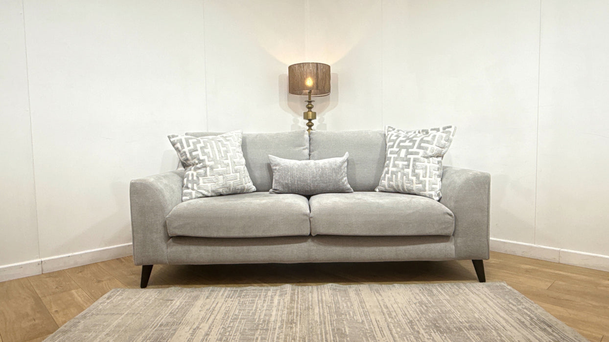Sofology Mayfair Fabric 3 Seater Foam Seats in Soft Chenille Silver/Silver Mix