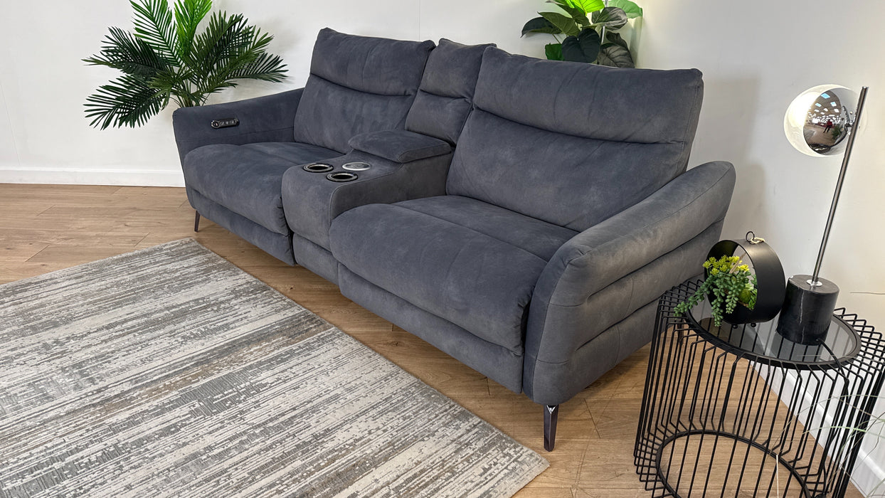 Sofology Renato 2.5 Fabric Seater Console Power Recliner in Lifestyle Flecked Charcoal