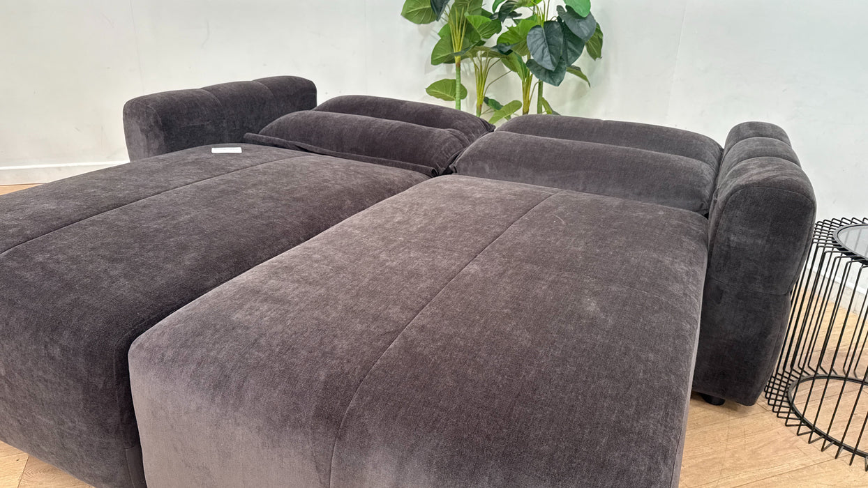 Sofology Sanctuary Fabric 3 Seater Double Power Chaise Power Motion Back in Relaxed Chenille Raisin