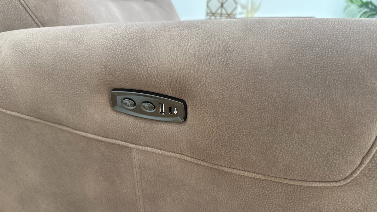 Sofology Monroe Fabric Chair Power Recliner in Lifestyle Mottled Latte