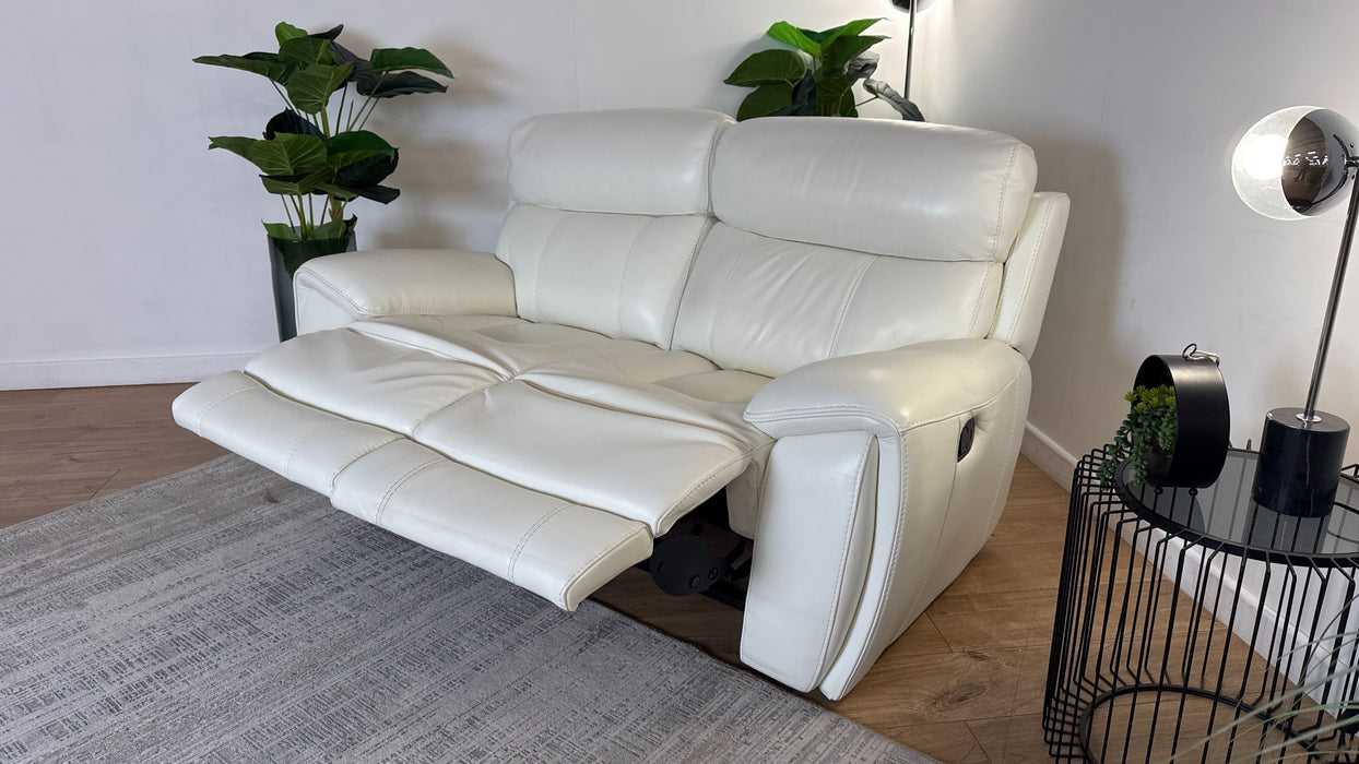 Sofology Radleigh Leather 2 Seater Manual Recliner in Trusty Soft Sheen White