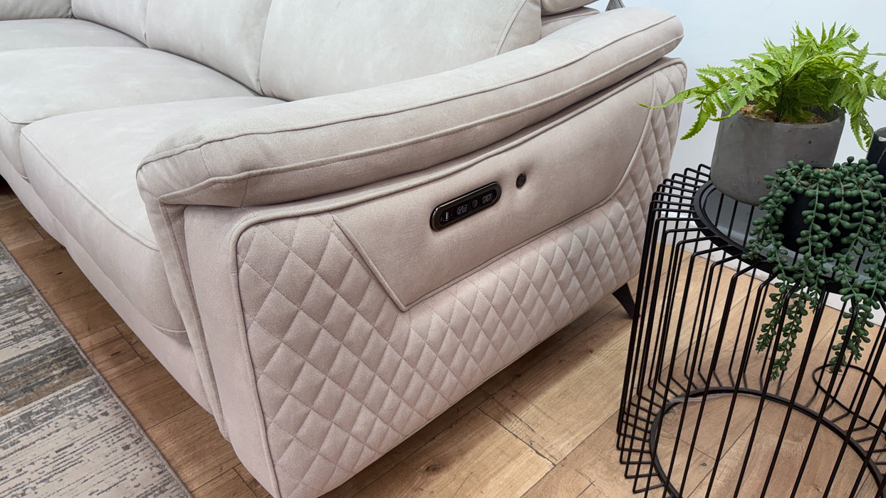 Sofology Ezra Fabric 3 Corner 3 Power Recliner/Headrest Heated Seats in Lifestyle Flecked Ivory