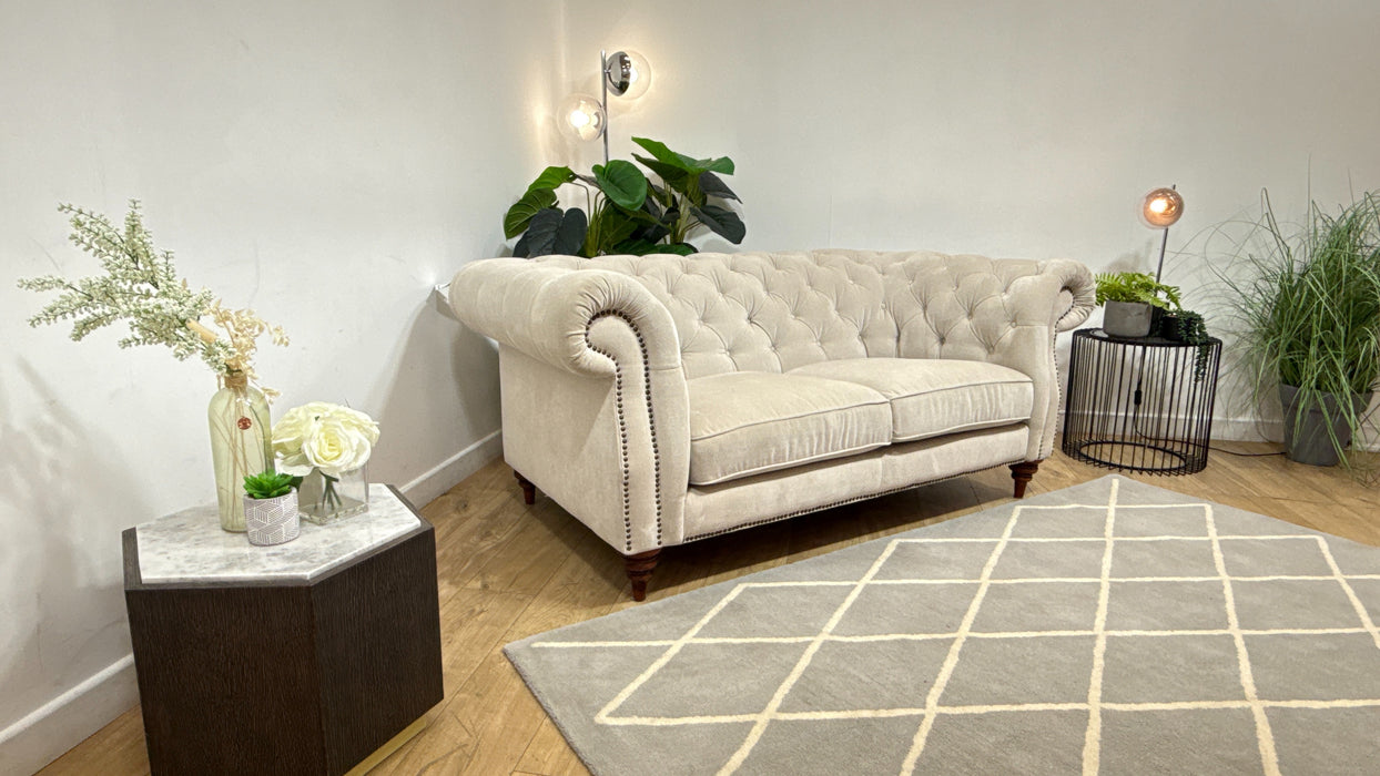 Sofology Darcy Fabric 2 Seater with Studs in Relaxed Chenille Cotton