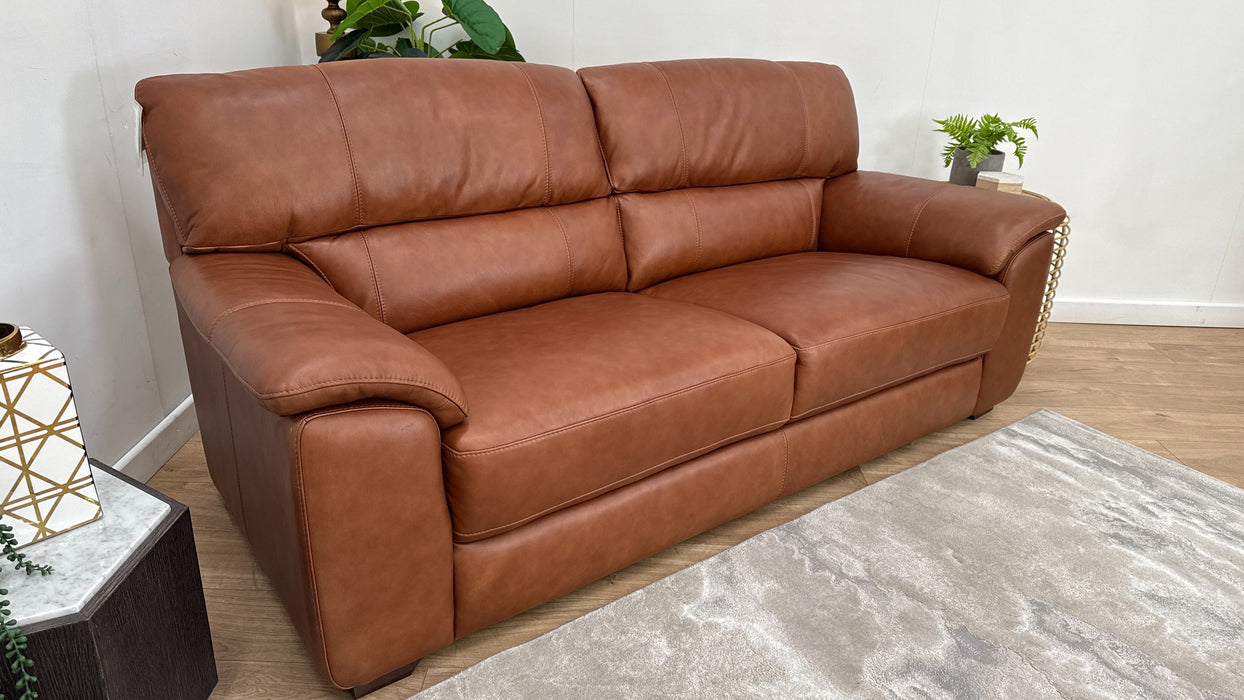 Sofology Santina Leather 3 Seater in Relaxed Soft Tan