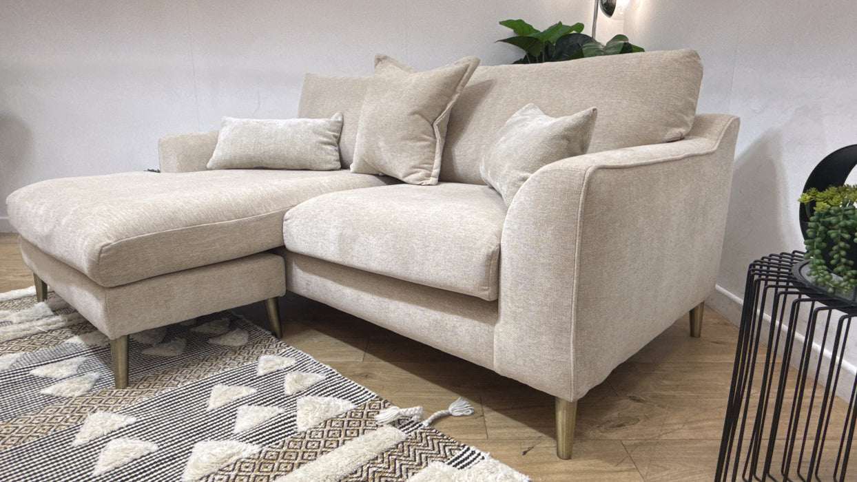 Sofology Mayfair Fabric Chaise 3 Seater Foam Seats in Linen Look Chenille Natural