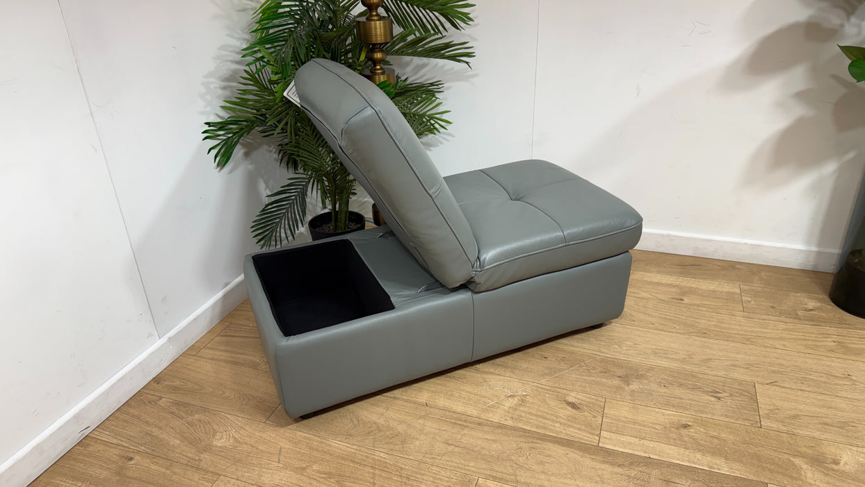 Sofology Marvella Leather Dual Storage Footstool in Trusty Sheen Granite Teal