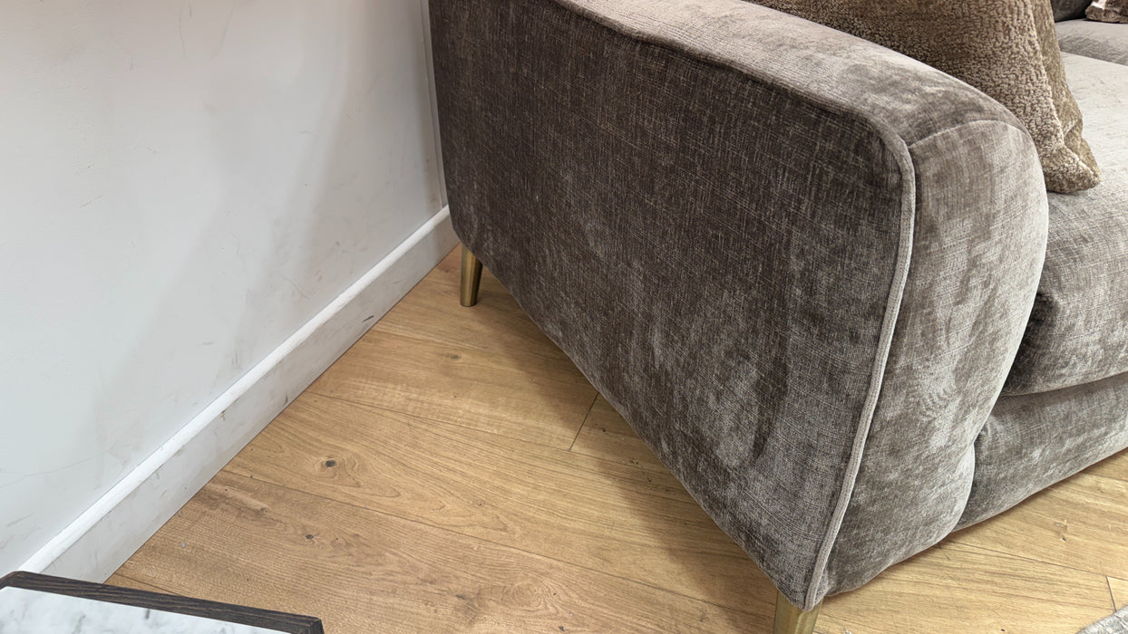 Sofology Mayfair Fabric 2 Seater Foam Seats in Luxury Chenille Truffle/Gold Mix