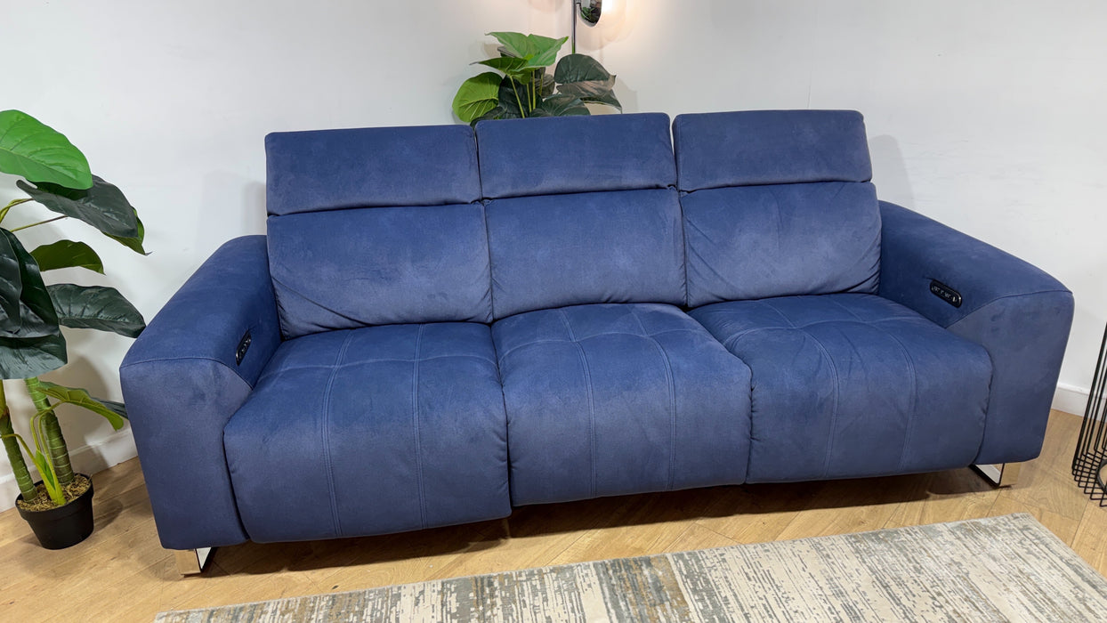 Sofology Marvella Fabric 3 Seater Power Recliner/Headrest in Lifestyle Flecked Navy