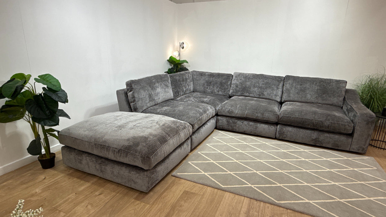 Sofology Bellagio Fabric Chaise 1 Corner 3 Reversible Extra Flex Interior Chunky Luxe Chenille Charcoal Mix