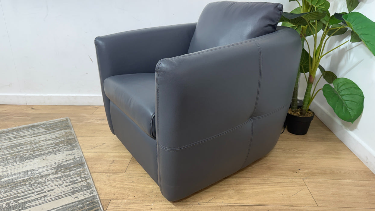 Sofology Marvella Leather Swivel Chair in Trusty Sheen Lavender Grey