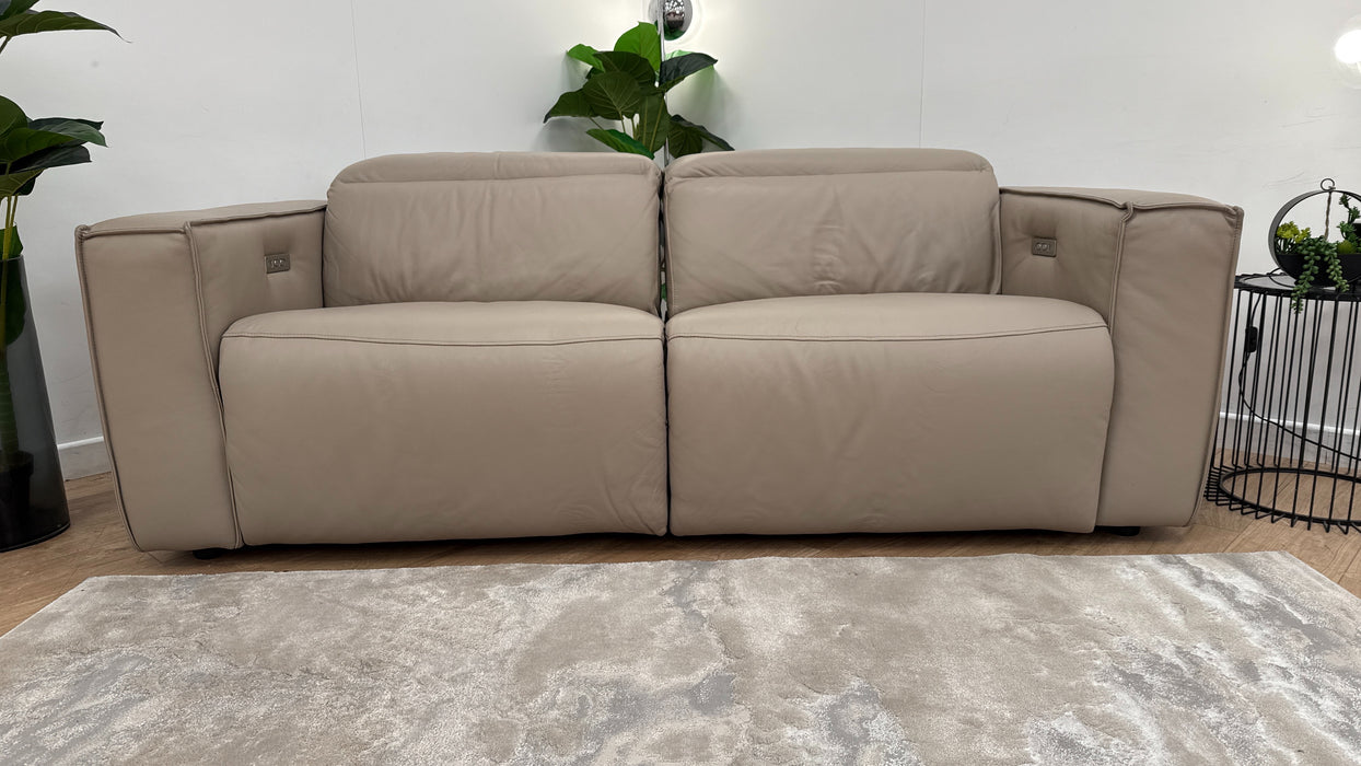 Sofology The Horizon Leather 2.5 Seater Power Recliner/Headrest in Trusty Embossed Stone