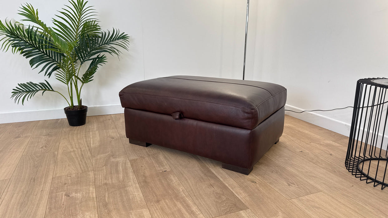 Mazzini Storage Footstool - Leather - Dakota Mid Brown