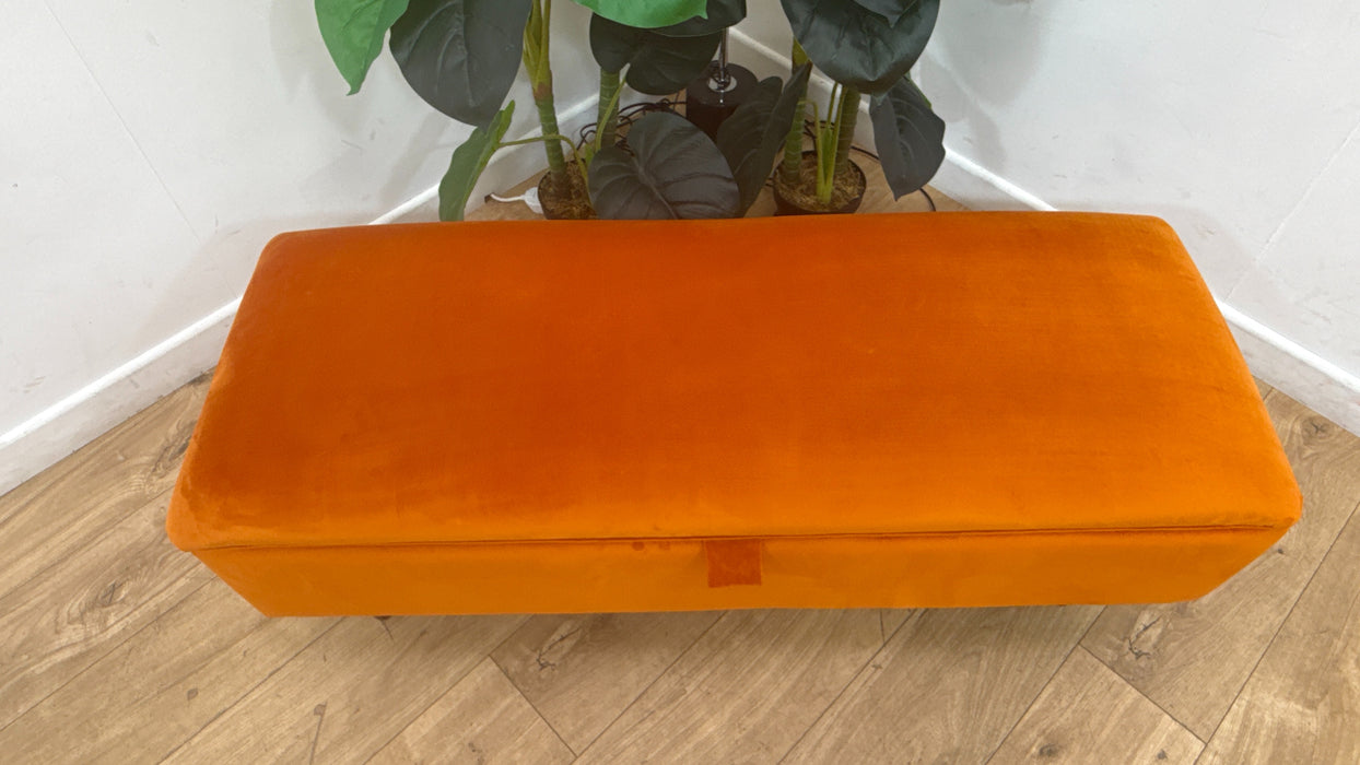 Sofology Islington Fabric Ottoman Storage Footstool in Sleek Tangerine