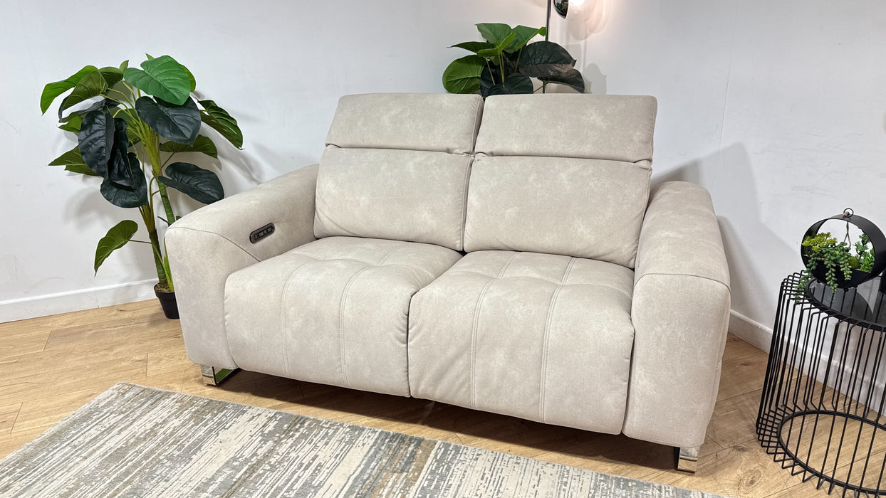 Sofology Marvella Fabric 2 Seater Power Recliner/Headrest in Lifestyle Flecked Ivory