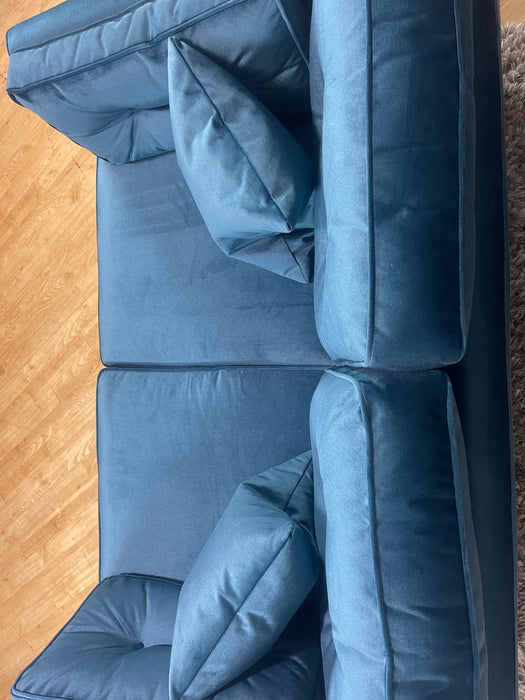 Cricket 2 Seater Velvet Teal Fabric All Over (WA2)