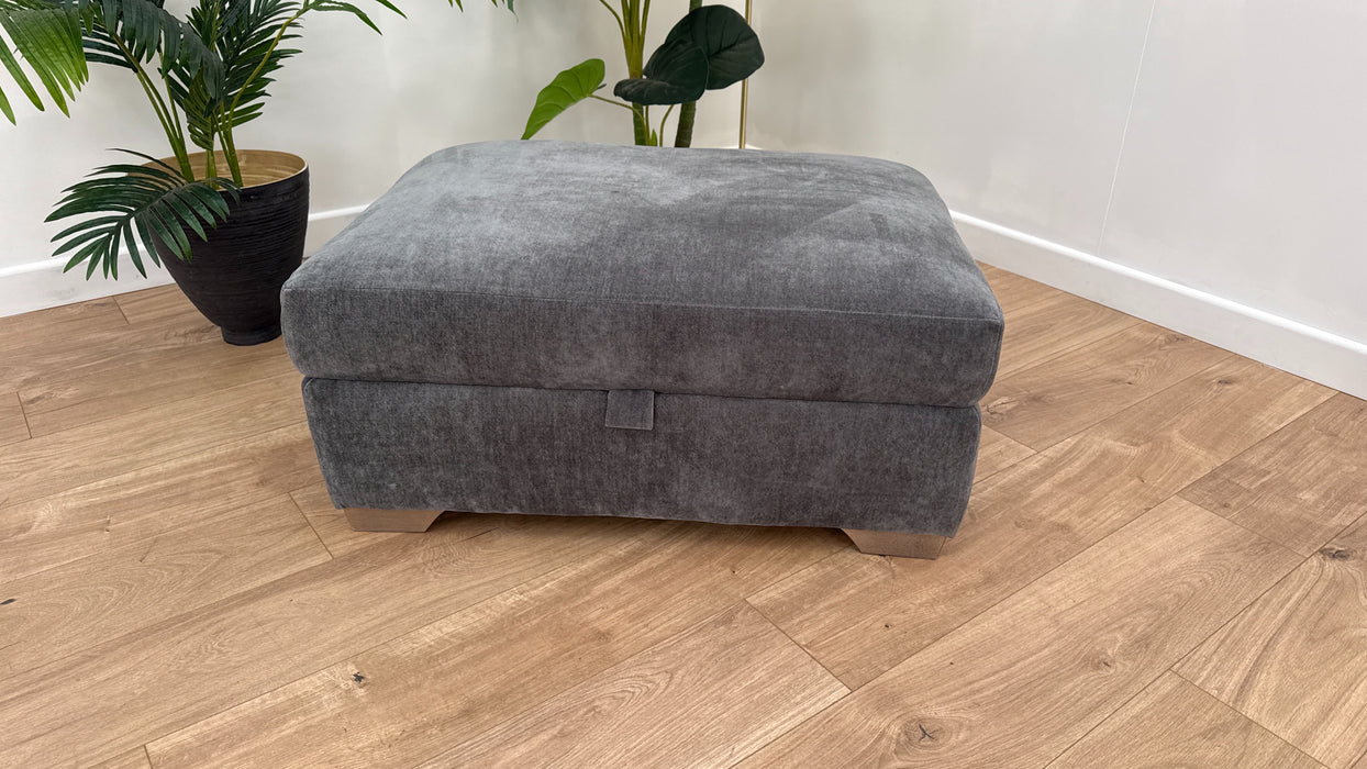 Tallulah Fabric Storage Footstool - Fabric - Chenille Slate All Over