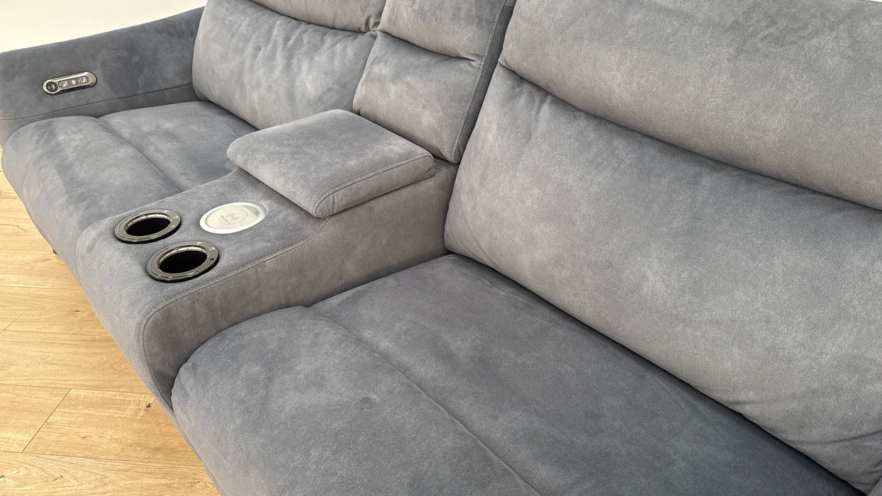 Sofology Renato Fabric 2.5 Seater Console Power Recliner Speakers in Dexter Charcoal