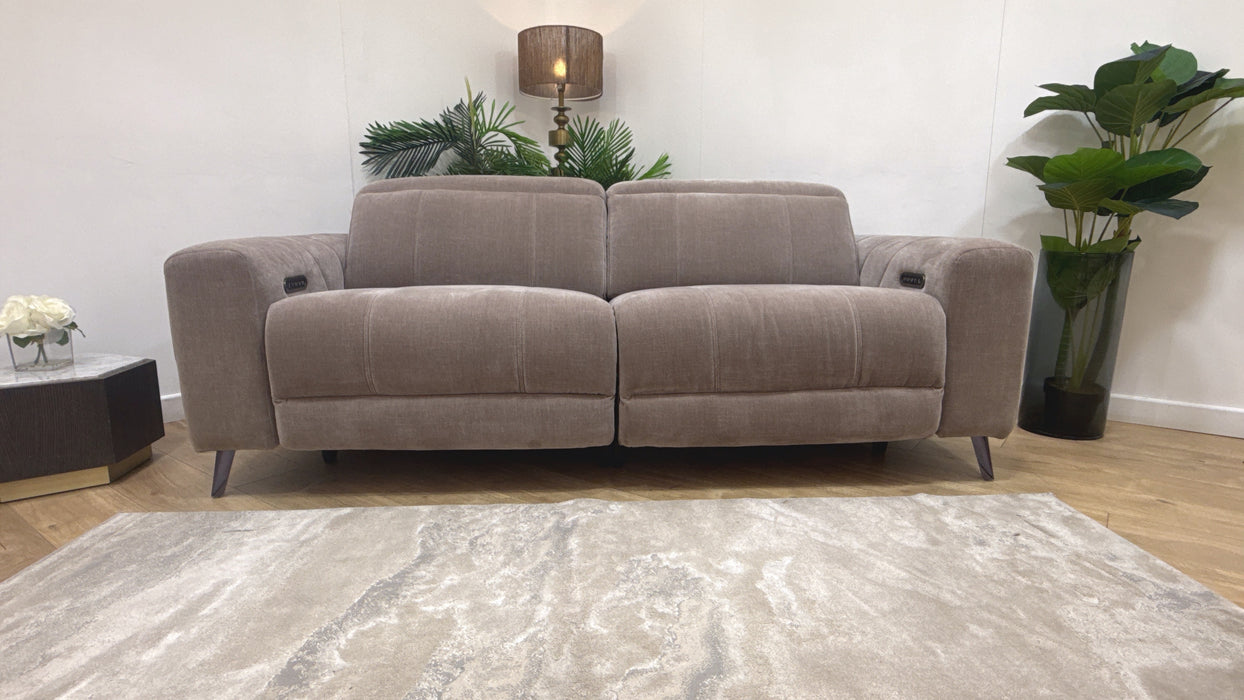 Sofology Allure Fabric 2.5 Seater, Power Recliner/Headrest Heated Seats Lumbar Support Speakers in Relaxed Chenille Nutmeg
