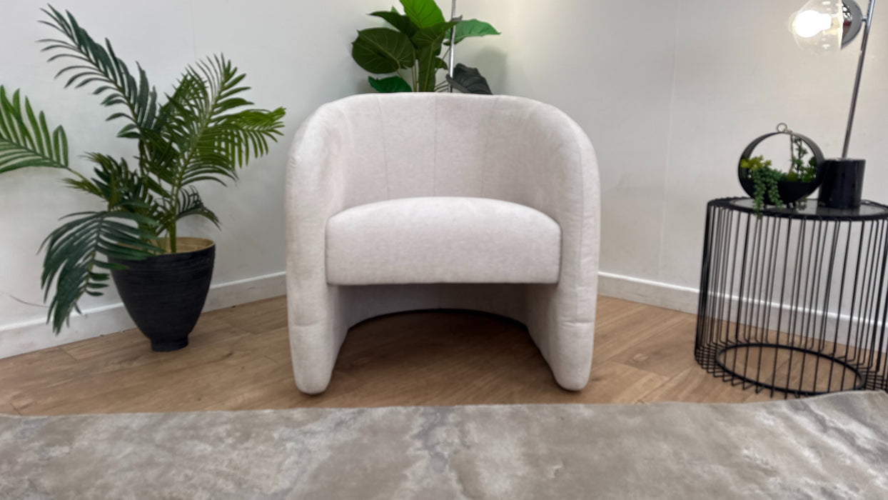 Sofology The Portobello Fabric Accent Chair Foam Seat in Linen Look Chenille Mist