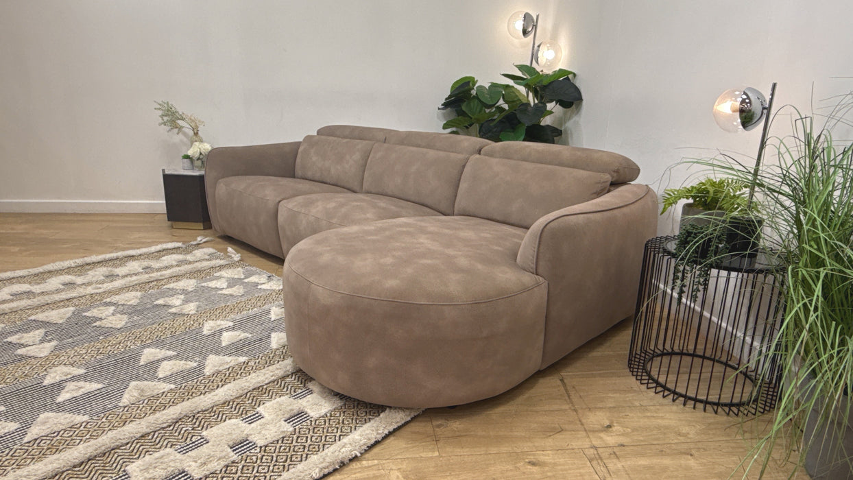 Sofology Serene Fabric 3 Seater Chaise Power Recliner Mottled Latte