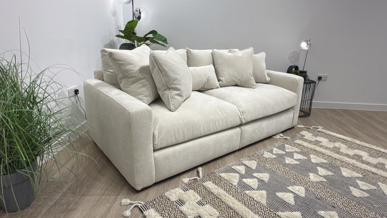Sofology Moderna Fabric 4 Seater Split Extra Flex Interior in Soft Slub Chenille Ivory