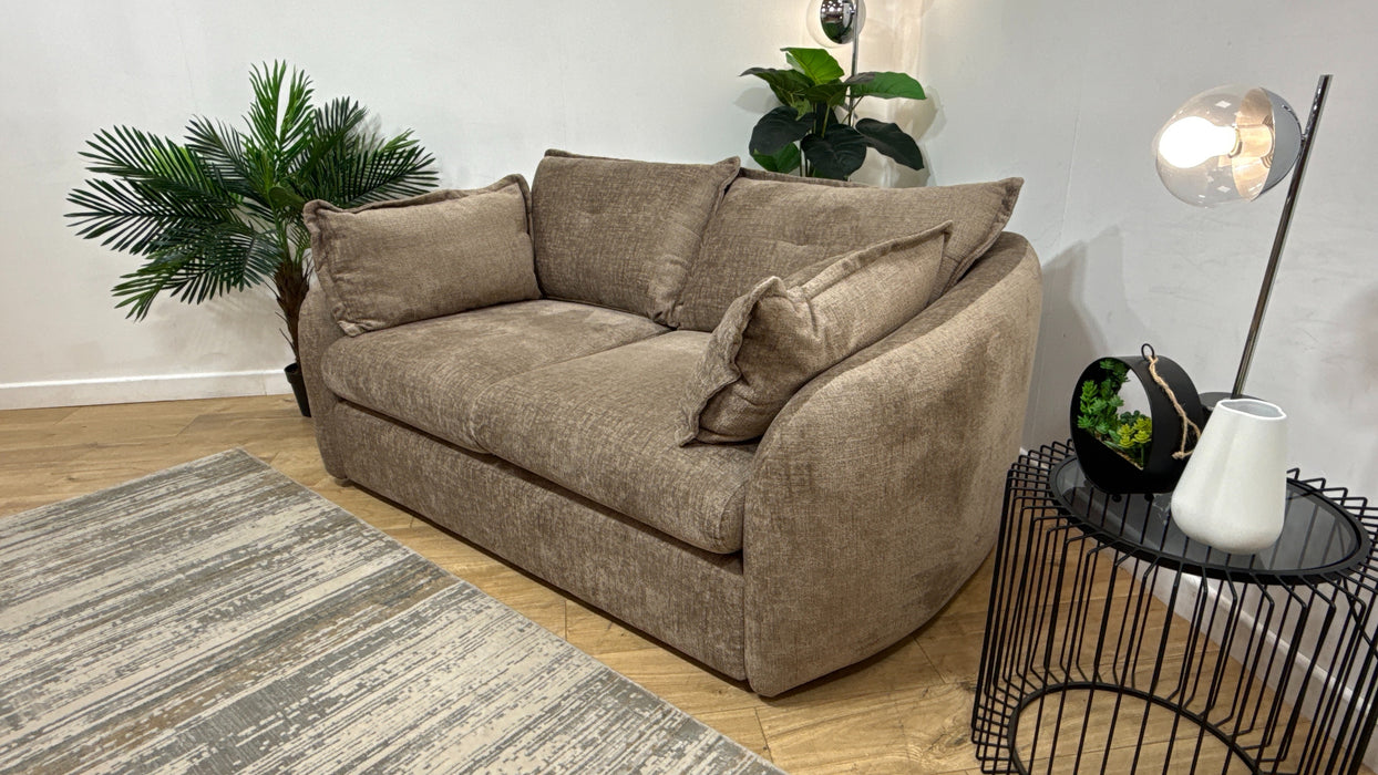 Sofology Portobello Fabric 2 Seater Sofabed Sprung Seats Hybrid Pocket Mattress in Teddy Chenille Mink Mix