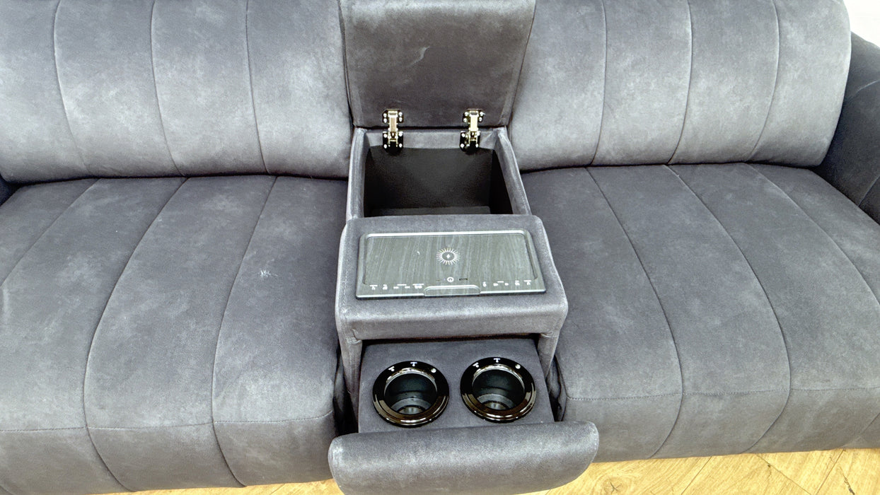 Sofology Paramount Fabric 2.5 Seater Console Power Recliner/Headrest Speakers in Lifestyle Flecked Anthracite