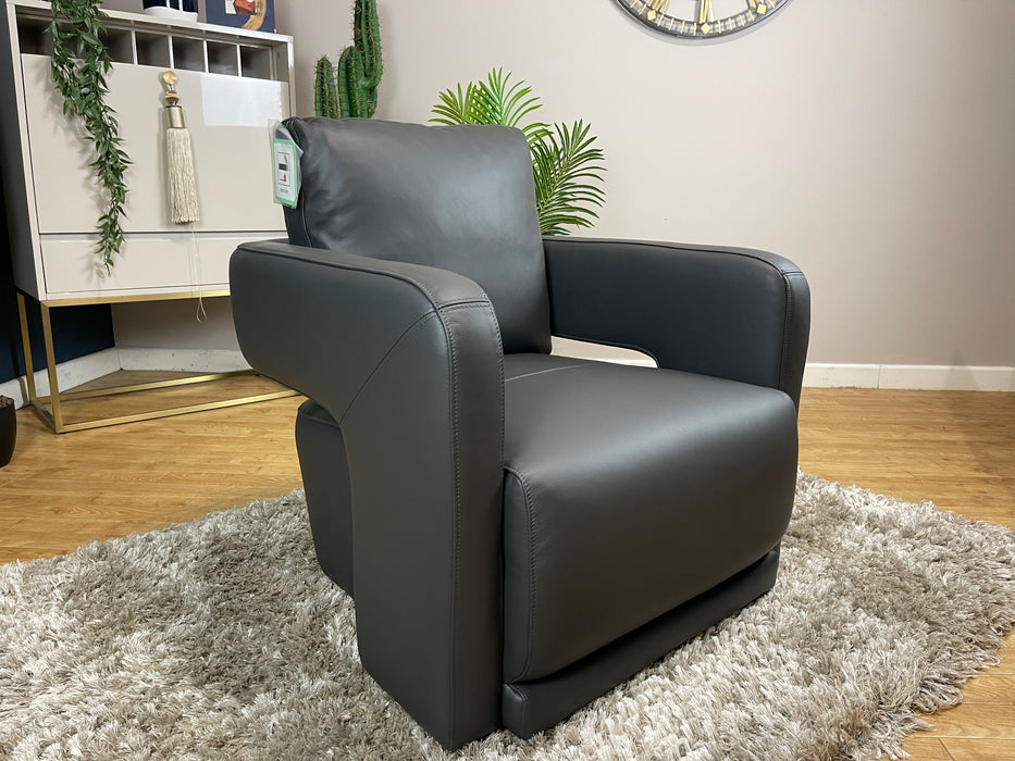 Flex Swivel Accent Chair - Trusty Matt Charcoal Leather (WA2)