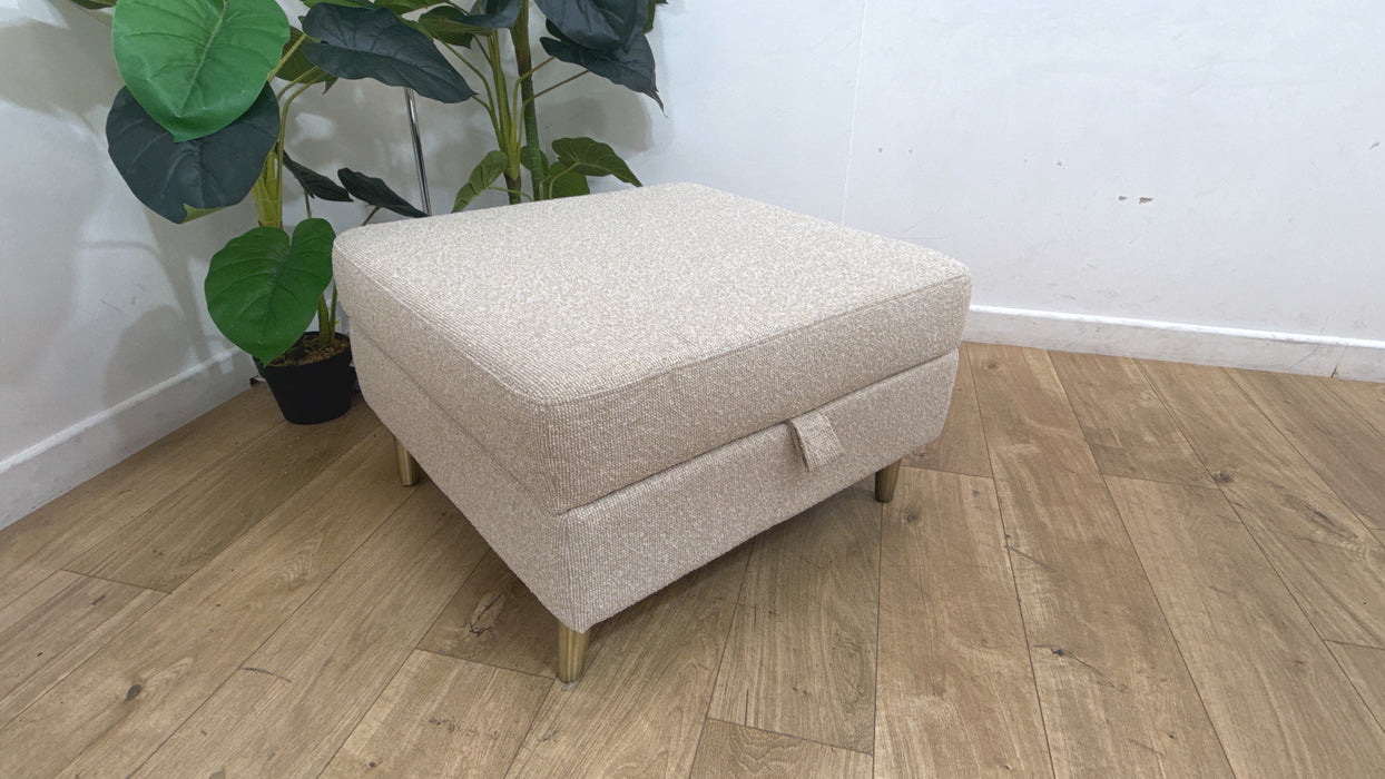 Sofology Hackney Fabric Storage Memory Foam Footstool in Mini Boucle Natural All Over