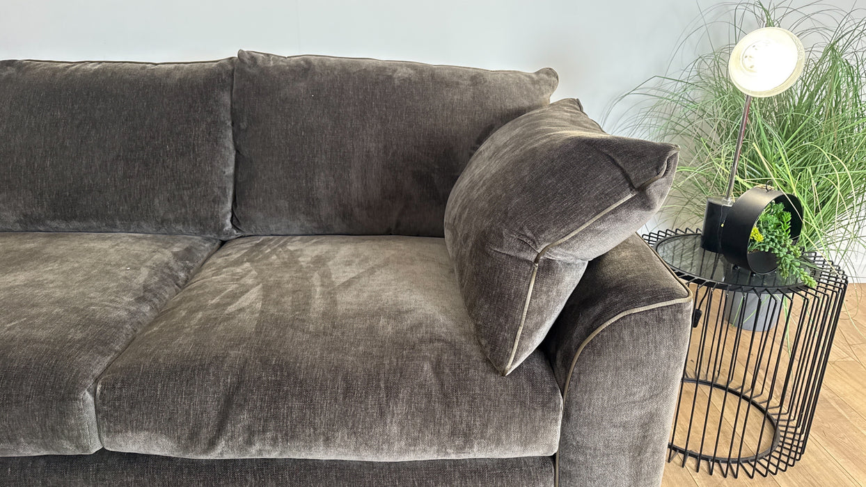 Sofology Georgio Fabric 3 Corner 3 Feather Flex in Luxury Deep Pile Chenille Mole