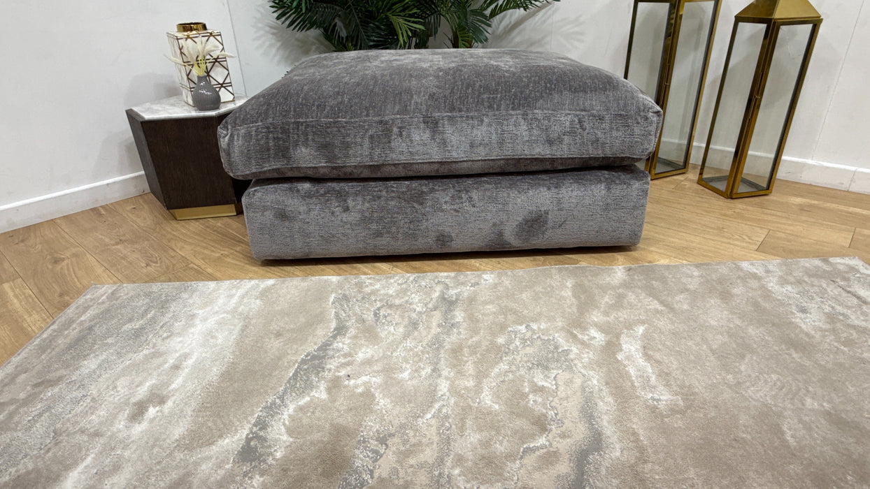 Sofology Bellagio Fabric Footstool Extra Flex Filling in Chunky Luxe Chenille Charcoal