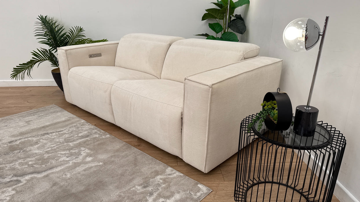 Sofology The Horizon Fabric 2.5 Seater Power Recliner/Headrest in Textured Chenille Oyster