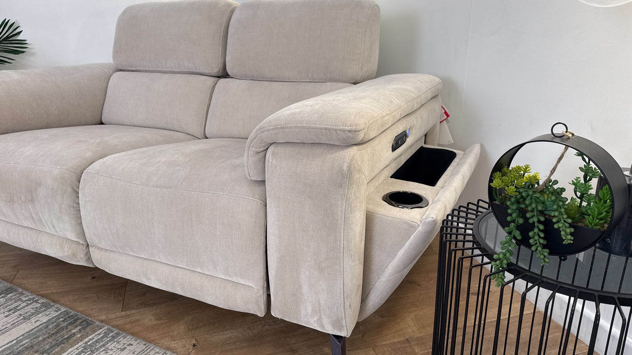 Sofology The Fratelli Fabric 2 Seater Power Recliner/Headrest in Relaxed Chenille Cotton