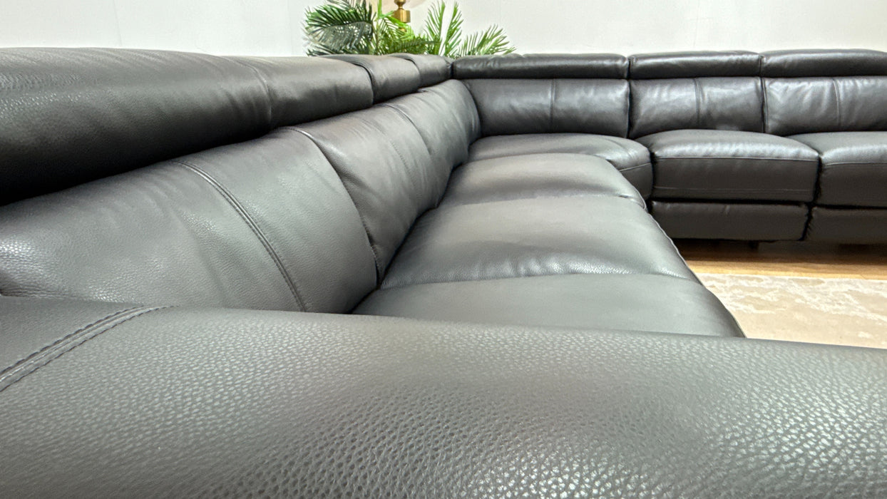 Sofology Moreno Leather 2 Corner 3 Power Recliner in Black