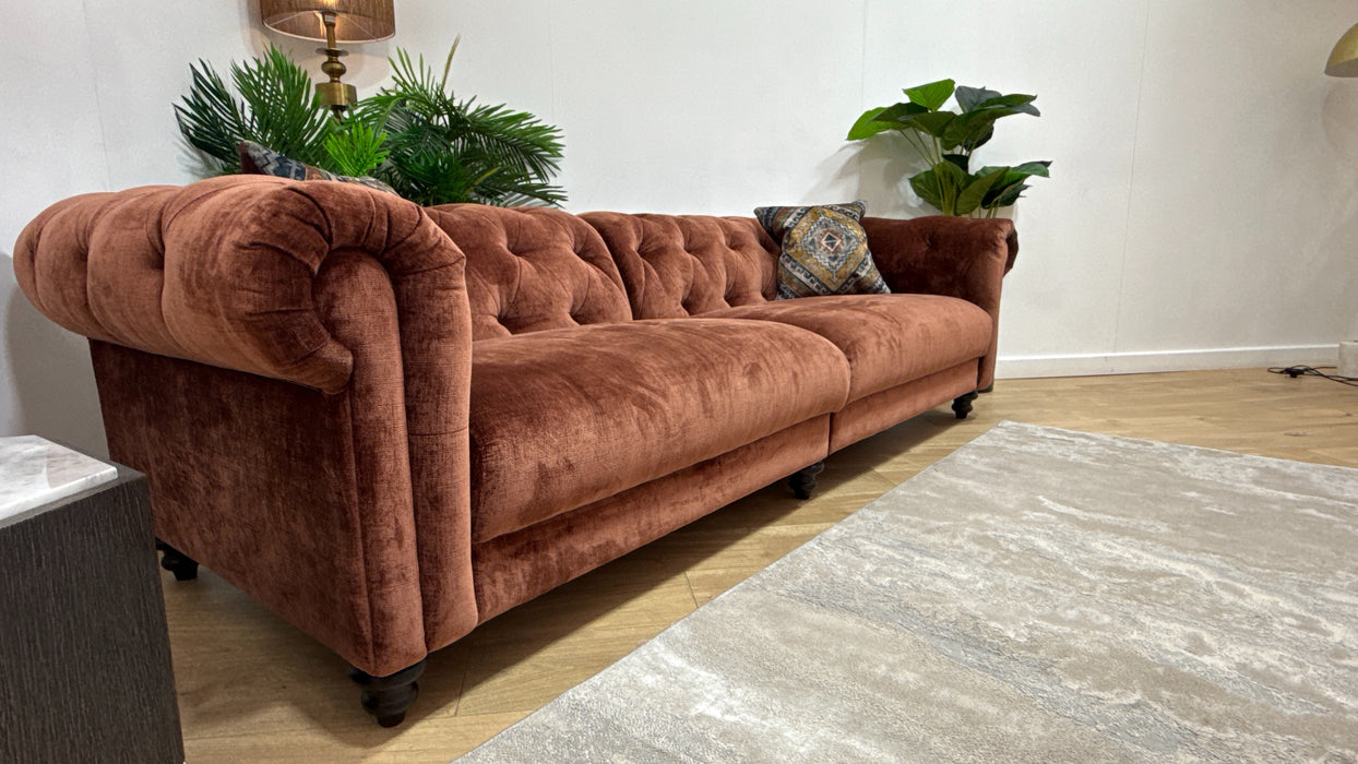 Sofology Kensington Fabric 4 Seater Split in Luxury Chenille Rust Mix