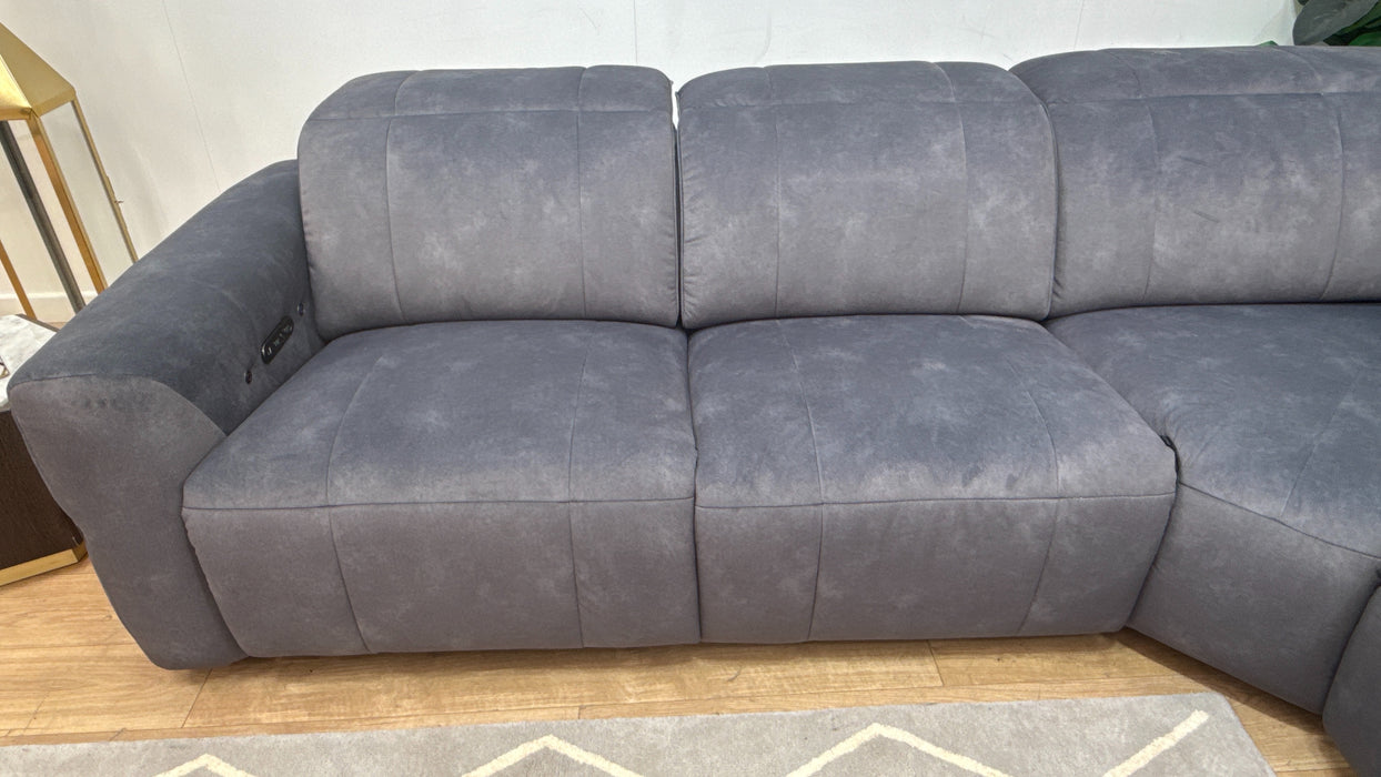 Sofology Lumiere Fabric 3 Corner 3 Power Recliner/Headrest Heated Seats in Lifestyle Flecked Charcoal