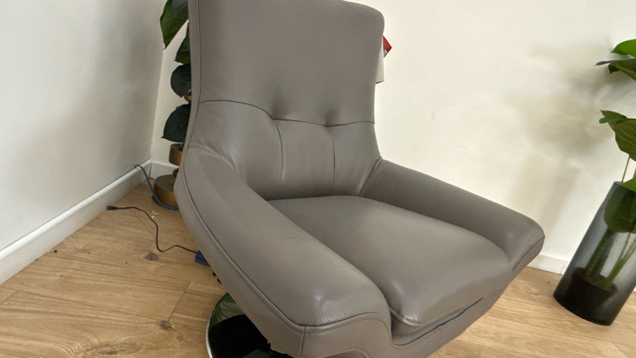 Sofology The Viento Leather Swivel Chair in Trusty Embossed Elephant