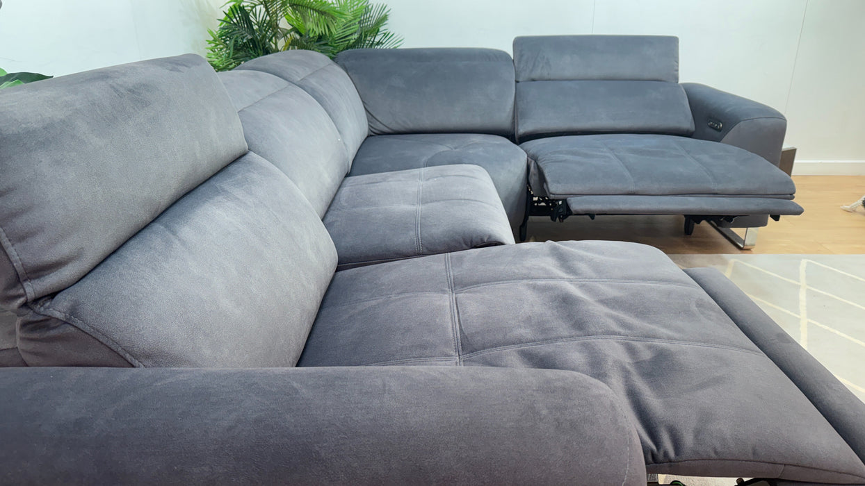 Sofology Marvella Fabric 3 Corner 1.5 Power Recliner/Headrest in Lifestyle Flecked Anthracite