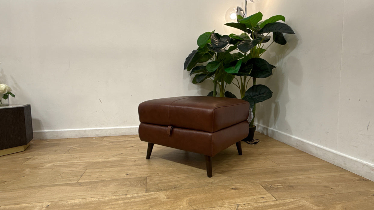 Sofology Adler Leather Storage Footstool in Relaxed Soft Brown