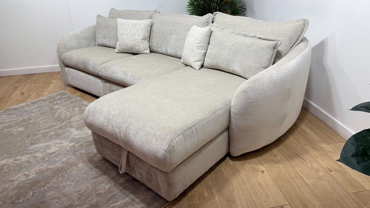 Sofology Portobello Fabric 3 Seater Chaise Storage Sprung Seats in Luxury Chenille Mist Mix