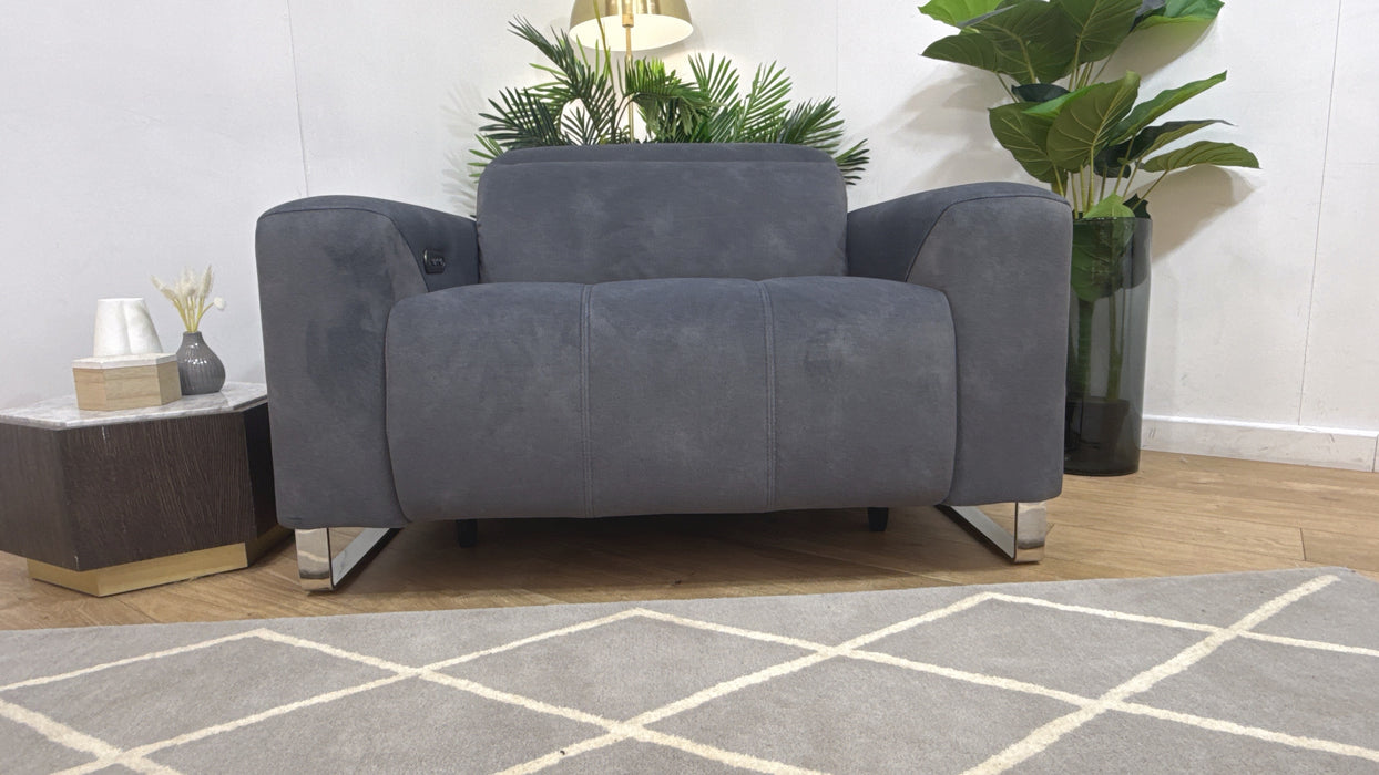 Sofology Marvella Fabric Loveseat Power Recliner/Headrest in Lifestyle Flecked Charcoal