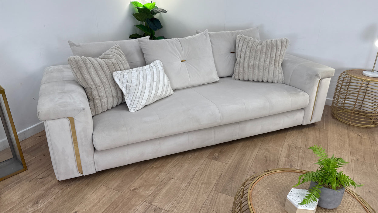 Sofology The Oscar 4 Seater Fabric Sofa in Super Matt Velvet Ecru Mix