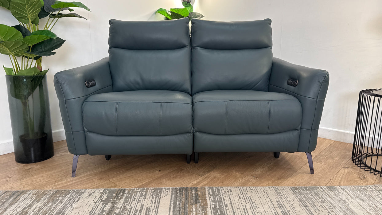Sofology The Renato 2 Seater Recliner Sofa in Trusty Embossed Leather Peacock